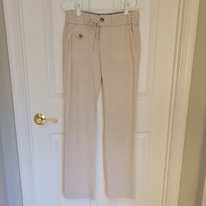 Banana Republic Tan Pinstripe Trousers Straight Leg Womens Size 2